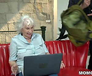 Norma the Sexy Cleaning Lady Finding some Porn on Laptop And Drilled