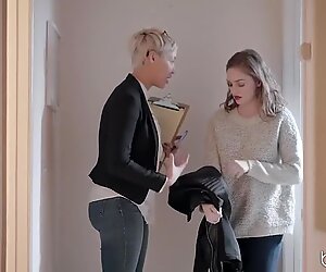 Mature lesbian fucked young babe