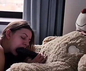 Young Teen student and daddy teddy bear morning sex with cum