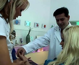 Two stunning blondes share a doctor dong
