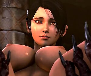 Napalone Tomb Raider jest przechwycony i wymuszony (Japan Porn Anime)