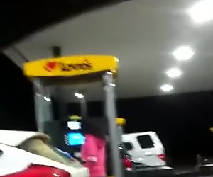 Flash 3. Cute girl at gas pump checking out my cock