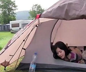 Naughty teen camping masturbation